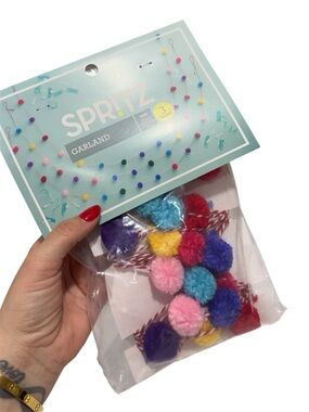Spritz Kids Pom Pom Garland in Pink, Blue, Purple, Red, Yellow NWT